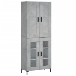 vidaXL Aparador alto madera contrachapada gris hormigón 69,5x34x180 cm