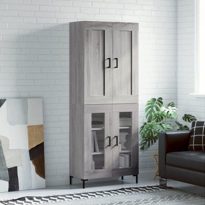 vidaXL Aparador alto madera contrachapada gris sonoma 69,5x34x180 cm vidaXL Aparador alto madera contrachapada gris sonoma 69,5x34x180 cm