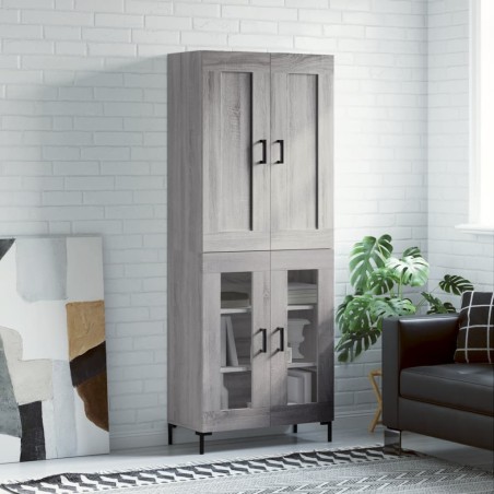 vidaXL Aparador alto madera contrachapada gris sonoma 69,5x34x180 cm