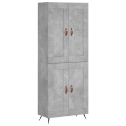 vidaXL Aparador alto madera contrachapada gris hormigón 69,5x34x180 cm