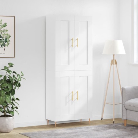 vidaXL Aparador alto madera contrachapada blanco brillo 69,5x34x180 cm