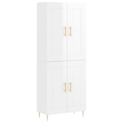 vidaXL Aparador alto madera contrachapada blanco brillo 69,5x34x180 cm