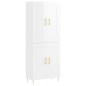 vidaXL Aparador alto madera contrachapada blanco brillo 69,5x34x180 cm