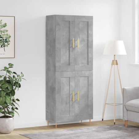 vidaXL Aparador alto madera contrachapada gris hormigón 69,5x34x180 cm