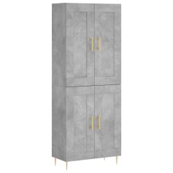 vidaXL Aparador alto madera contrachapada gris hormigón 69,5x34x180 cm