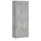 vidaXL Aparador alto madera contrachapada gris hormigón 69,5x34x180 cm