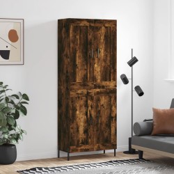 vidaXL Aparador alto madera contrachapada roble ahumado 69,5x34x180 cm