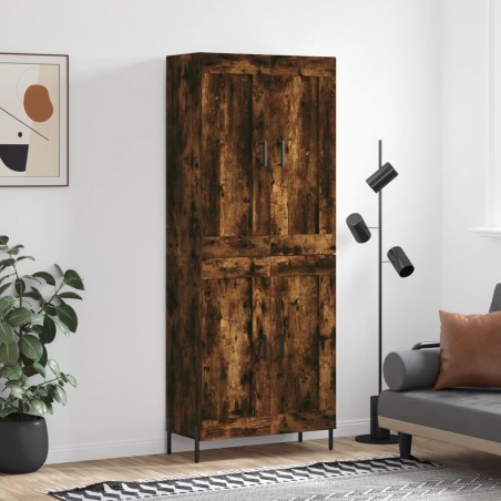 vidaXL Aparador alto madera contrachapada roble ahumado 69,5x34x180 cm
