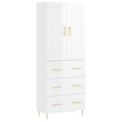 vidaXL Aparador alto madera contrachapada blanco brillo 69,5x34x180 cm