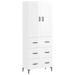 vidaXL Aparador alto madera contrachapada blanco brillo 69,5x34x180 cm
