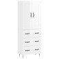 vidaXL Aparador alto madera contrachapada blanco brillo 69,5x34x180 cm