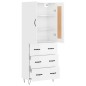 vidaXL Aparador alto madera contrachapada blanco brillo 69,5x34x180 cm