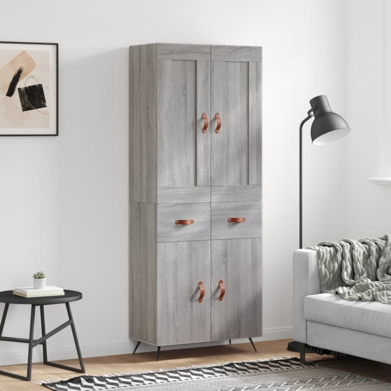 vidaXL Aparador alto madera contrachapada gris sonoma 69,5x34x180 cm vidaXL Aparador alto madera contrachapada gris sonoma 69,5x34x180 cm