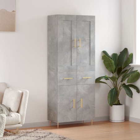 vidaXL Aparador alto madera contrachapada gris hormigón 69,5x34x180 cm