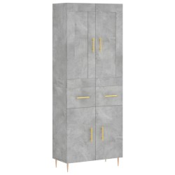 vidaXL Aparador alto madera contrachapada gris hormigón 69,5x34x180 cm