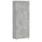 vidaXL Aparador alto madera contrachapada gris hormigón 69,5x34x180 cm