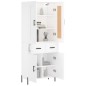 vidaXL Aparador alto madera contrachapada blanco 69,5x34x180 cm