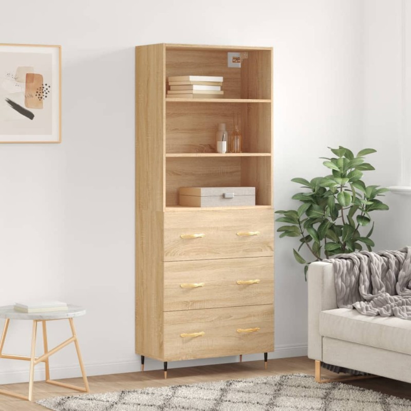 vidaXL Aparador alto madera contrachapada color roble 69,5x34x180 cm vidaXL Aparador alto madera contrachapada color roble 69,5x34x180 cm