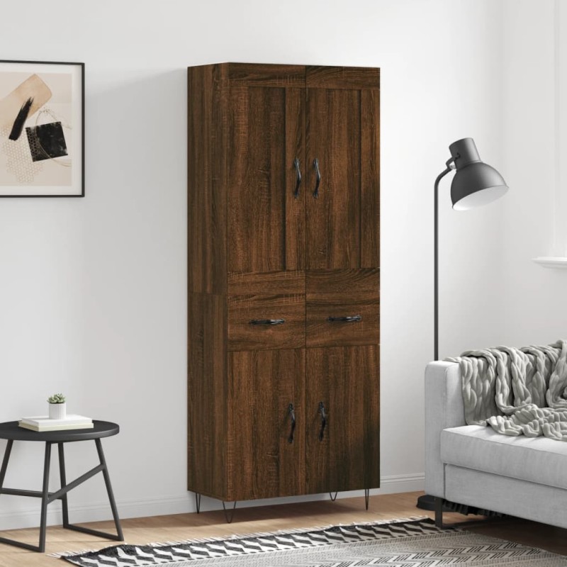 vidaXL Aparador alto madera contrachapada marrón roble 69,5x34x180 cm vidaXL Aparador alto madera contrachapada marrón roble 69,5x34x180 cm