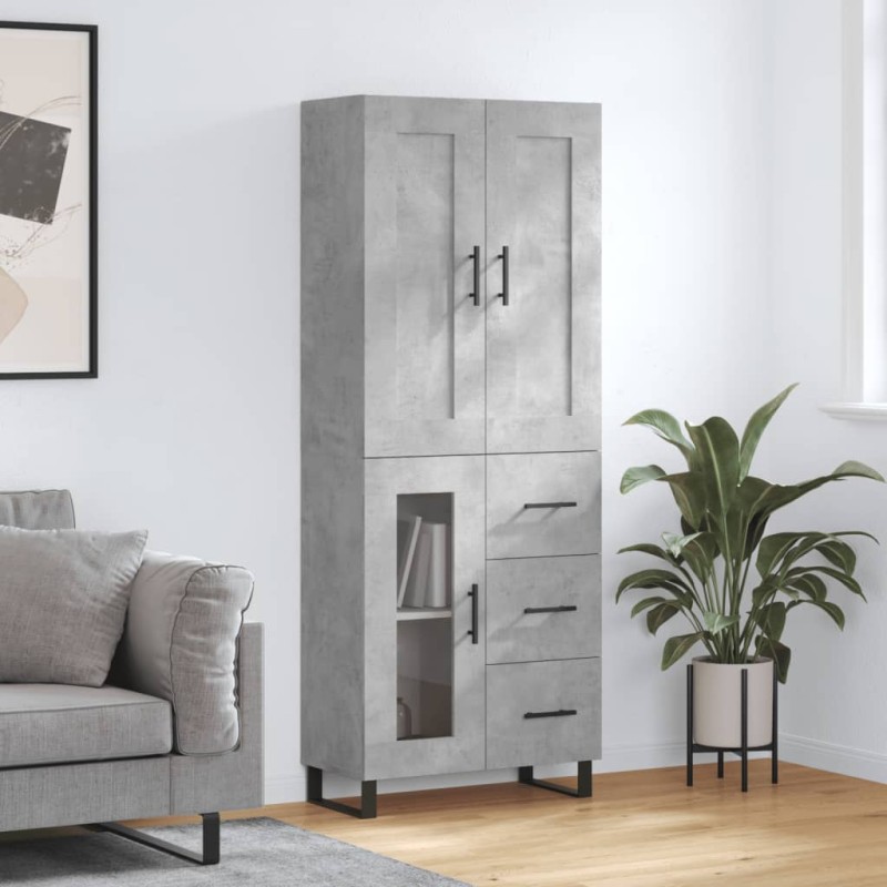 vidaXL Aparador alto madera contrachapada gris hormigón 69,5x34x180 cm vidaXL Aparador alto madera contrachapada gris hormigón 69,5x34x180 cm