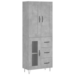 vidaXL Aparador alto madera contrachapada gris hormigón 69,5x34x180 cm