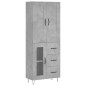vidaXL Aparador alto madera contrachapada gris hormigón 69,5x34x180 cm