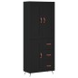 vidaXL Aparador alto madera contrachapada negro 69,5x34x180 cm vidaXL Aparador alto madera contrachapada negro 69,5x34x180 cm