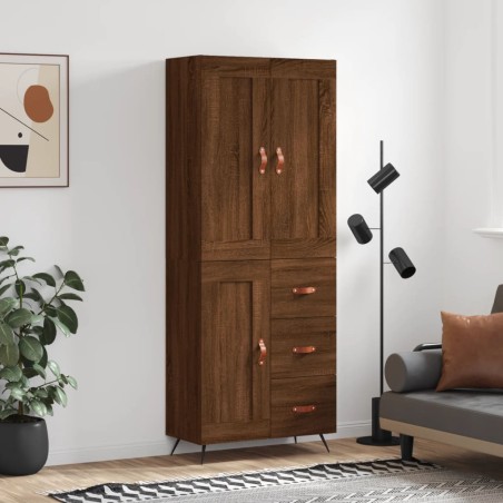 vidaXL Aparador alto madera contrachapada marrón roble 69,5x34x180 cm
