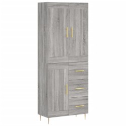 vidaXL Aparador alto madera contrachapada gris sonoma 69,5x34x180 cm