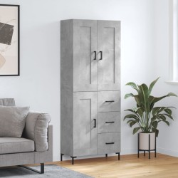 vidaXL Aparador alto madera contrachapada gris hormigón 69,5x34x180 cm