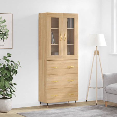 vidaXL Aparador alto madera contrachapada color roble 69,5x34x180 cm
