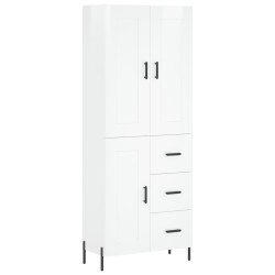 vidaXL Aparador alto madera contrachapada blanco brillo 69,5x34x180 cm