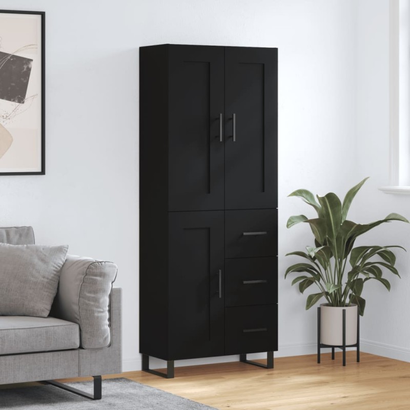 vidaXL Aparador alto madera contrachapada negro 69,5x34x180 cm vidaXL Aparador alto madera contrachapada negro 69,5x34x180 cm