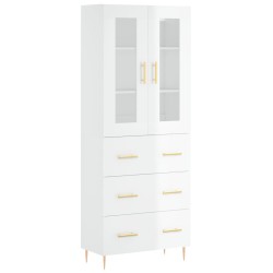 vidaXL Aparador alto madera contrachapada blanco brillo 69,5x34x180 cm