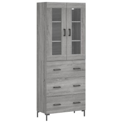 vidaXL Aparador alto madera contrachapada gris sonoma 69,5x34x180 cm