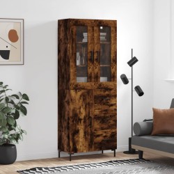 vidaXL Aparador alto madera contrachapada roble ahumado 69,5x34x180 cm