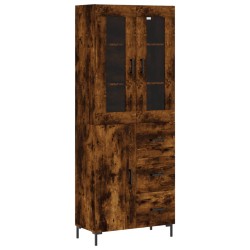 vidaXL Aparador alto madera contrachapada roble ahumado 69,5x34x180 cm
