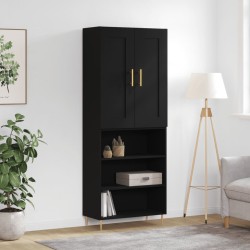 vidaXL Aparador alto madera contrachapada negro 69,5x34x180 cm