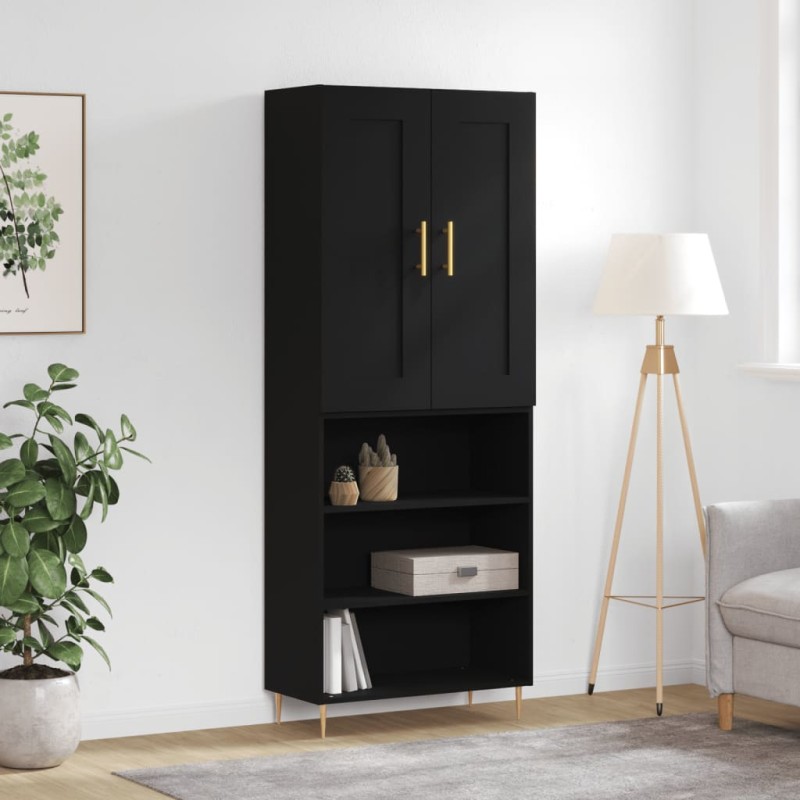 vidaXL Aparador alto madera contrachapada negro 69,5x34x180 cm vidaXL Aparador alto madera contrachapada negro 69,5x34x180 cm