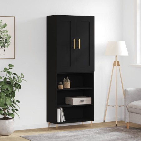 vidaXL Aparador alto madera contrachapada negro 69,5x34x180 cm