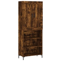 vidaXL Aparador alto madera contrachapada roble ahumado 69,5x34x180 cm