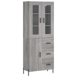 vidaXL Aparador alto madera contrachapada gris sonoma 69,5x34x180 cm