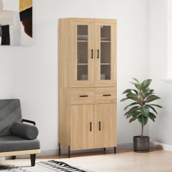 vidaXL Aparador alto madera contrachapada color roble 69,5x34x180 cm
