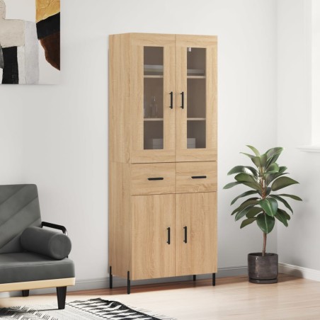 vidaXL Aparador alto madera contrachapada color roble 69,5x34x180 cm