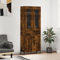 vidaXL Aparador alto madera contrachapada roble ahumado 69,5x34x180 cm