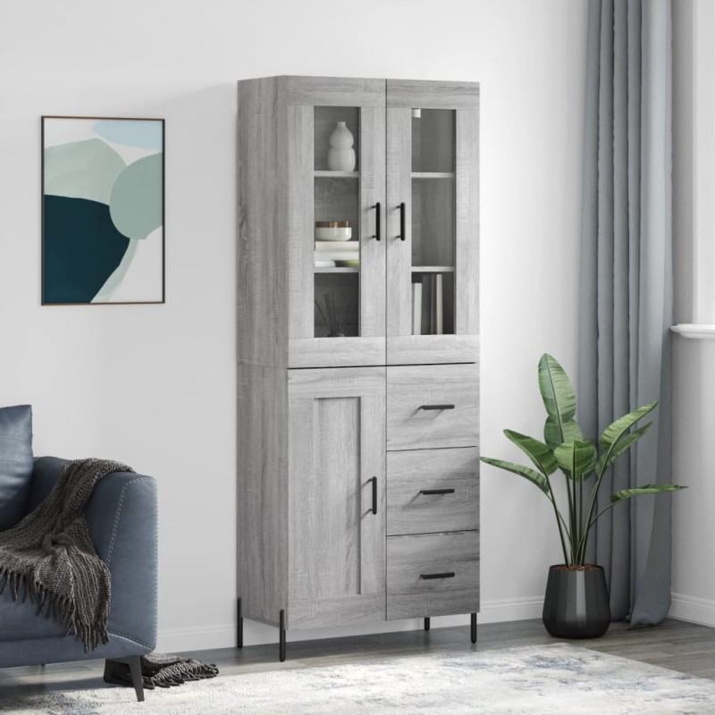 vidaXL Aparador alto madera contrachapada gris sonoma 69,5x34x180 cm vidaXL Aparador alto madera contrachapada gris sonoma 69,5x34x180 cm