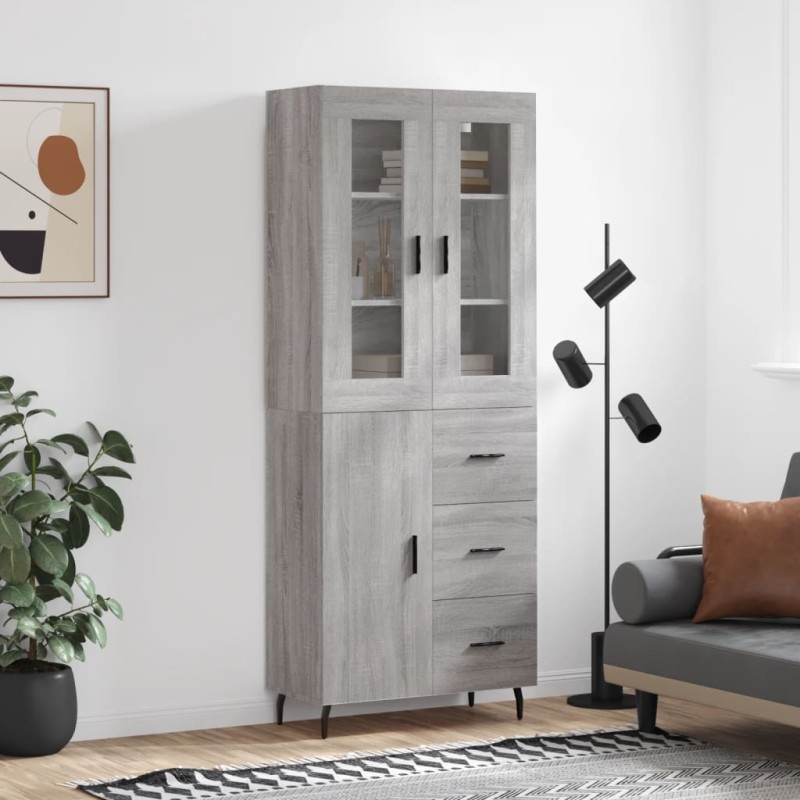vidaXL Aparador alto madera contrachapada gris sonoma 69,5x34x180 cm vidaXL Aparador alto madera contrachapada gris sonoma 69,5x34x180 cm