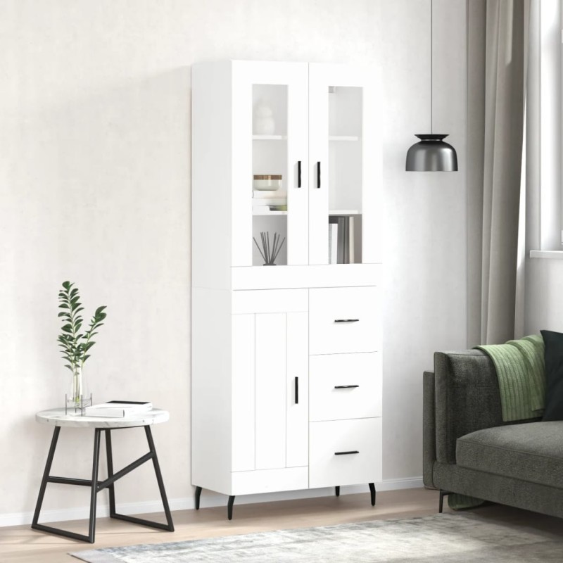 vidaXL Aparador alto madera contrachapada blanco 69,5x34x180 cm vidaXL Aparador alto madera contrachapada blanco 69,5x34x180 cm