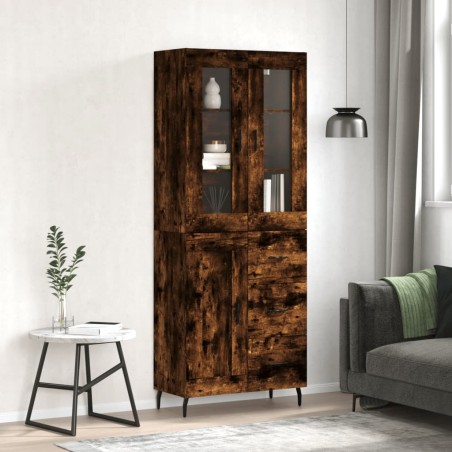 vidaXL Aparador alto madera contrachapada roble ahumado 69,5x34x180 cm