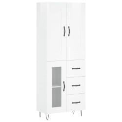 vidaXL Aparador alto madera contrachapada blanco brillo 69,5x34x180 cm